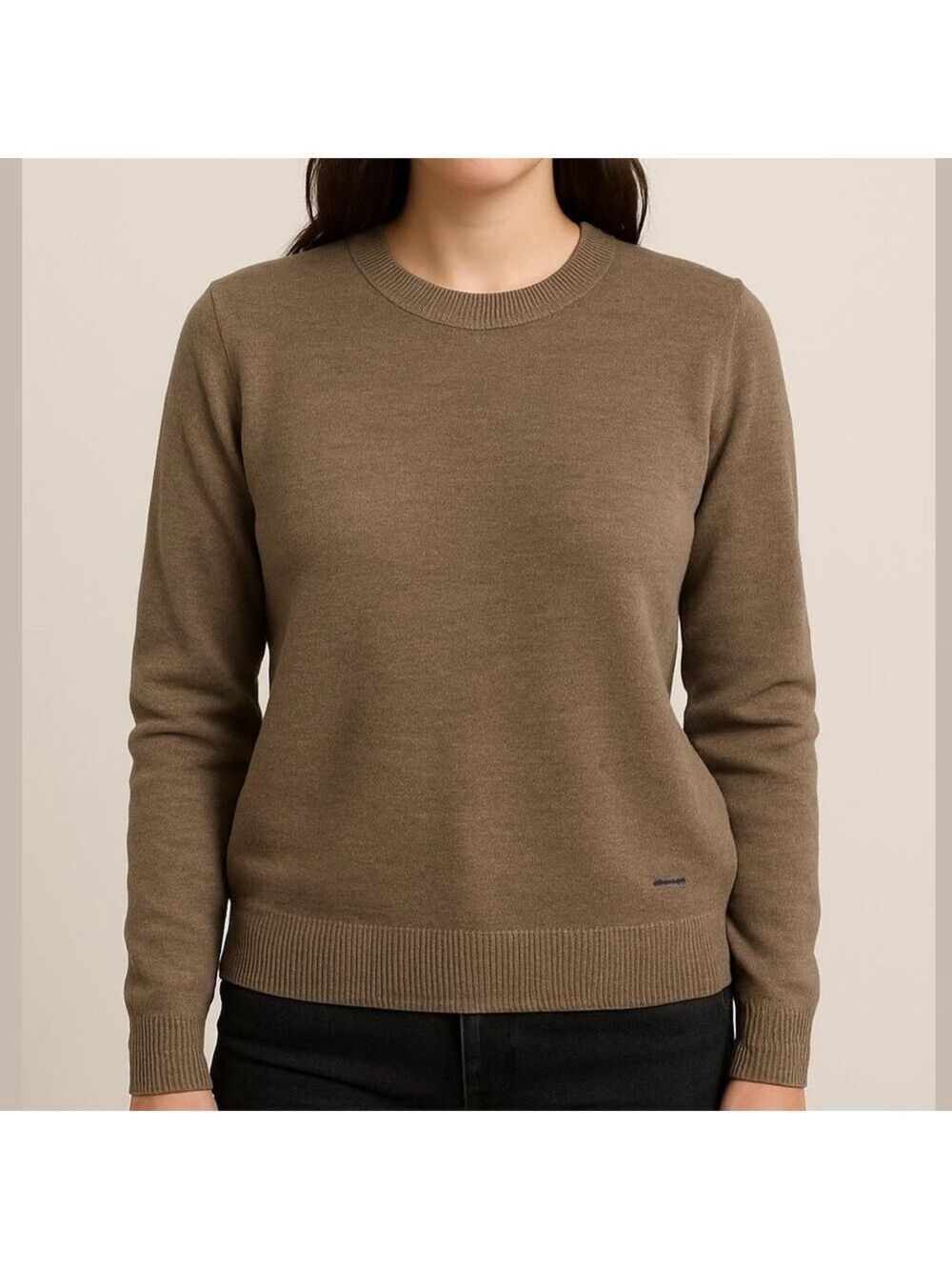 JUST CAVALLI wool sweater crewneck pullover long sleeves brown size large